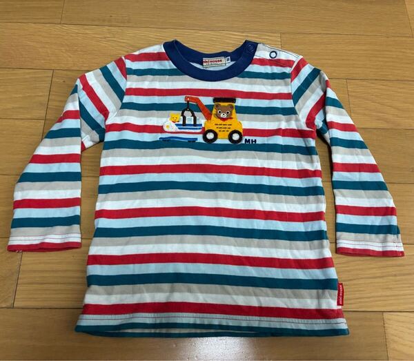 ミキハウス 長袖Tシャツ 90センチ トップス キッズ ベビー服 子供服 男の子男子 ボーダー プッチーくん ワッペン