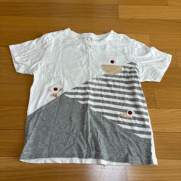 グラニフ 半袖Tシャツ 130センチ トップス キッズ 子供服 ゲゲゲの鬼太郎 めだまの親父 刺繍 目玉オヤジ