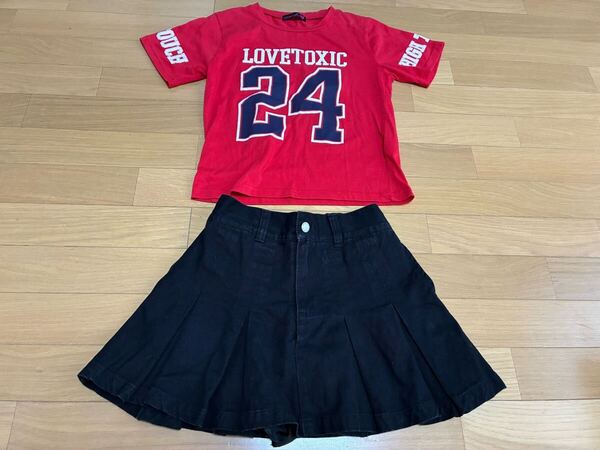 ラブトキシック 上下セット 140センチ サイズS 半袖Tシャツ スカパン ショートパンツ 子供服 女の子女子 キッズジュニア