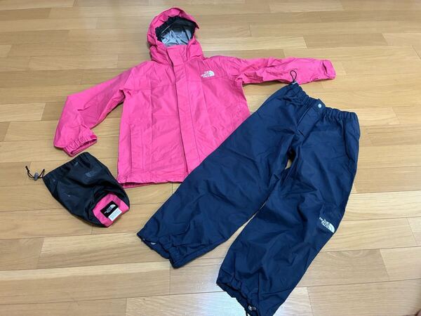 ノースフェイス レインウェア 120センチ 上下セット セットアップ ピンク 子供服 キッズ 女の子女子
