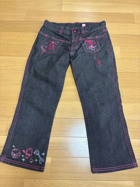 メゾピアノ デニムパンツ 150センチ ボトムス キッズジュニア 女の子女子 ジーンズ 七分丈 長ズボン 刺繍