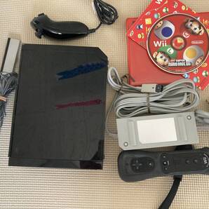 25-0627 動作品 Wiiブラック本体セット 本体 ケーブル類 Wiiリモコンプラス ヌンシャクブラック Newスーパーマリオ