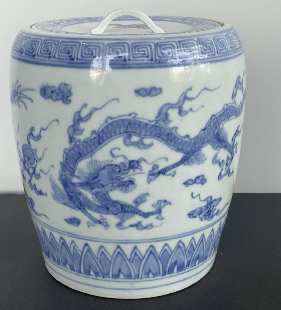 京焼 染付 お多福像 置物 道八銘 - 工芸品