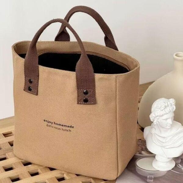 キャンバス ミニトート ベージュ チャック付き 裏地あり ハンドバッグ トートバッグ レディース 新品