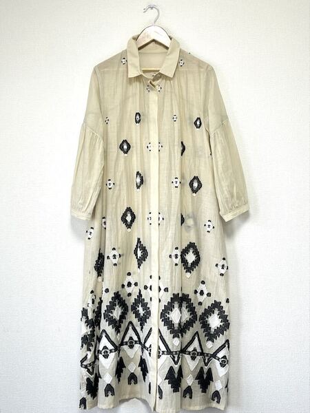 ★新品・58,300円★HIROKO BIS ヒロコビス/エスニックモチーフワンピース 【洗える】