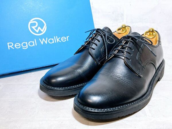 1回着【極美品】Regal Walker リーガルウォーカー 上質 プレーントゥ ビジネスシューズ 本革 レザー 黒 25.5EEEcm