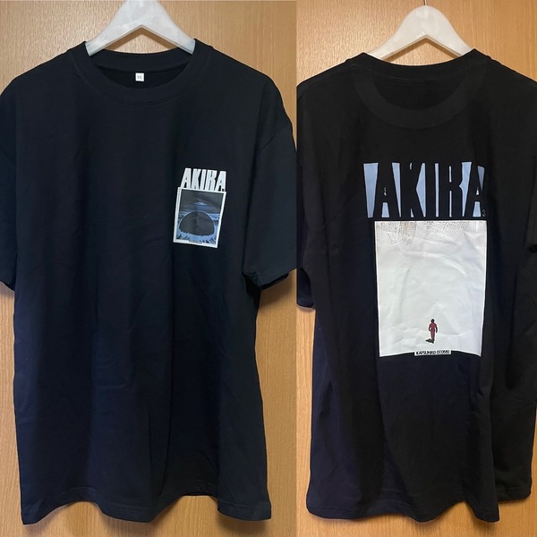 3L XXLサイズ 両面プリント 2XL AKIRA 大友克洋アキラ アニメTシャツ 黒 ネオ東京 金田正太郎 島鉄雄 SF 胸プリント
