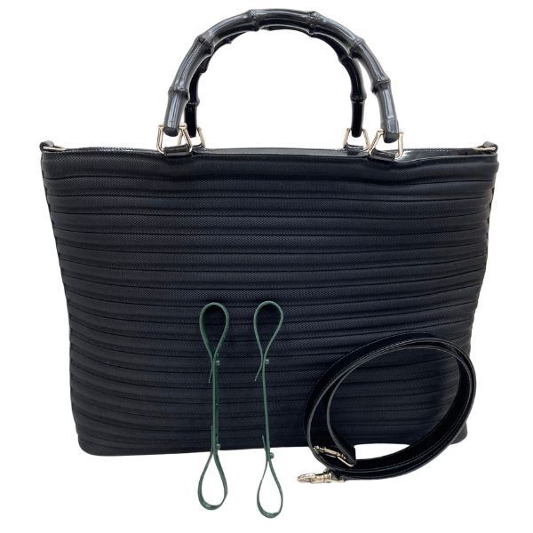 【即決】 グッチ GUCCI バンブー トート ショルダー バッグ 2WAY 斜め掛け 002-1998-0352 ナイロン レディース メンズ ブラック 美品
