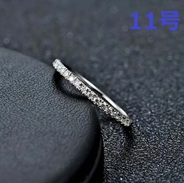 入荷!モアサナイト 0.19ct リング⑧ ハーフエタニティ 11号相当 S925