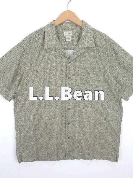 LLビーン オープンカラー 総柄 半袖シャツ L ★ L.L.Bean アロハシャツ 開襟 メンズ アウトウェア 開襟 ボックスシルエット 古着 キャンプ