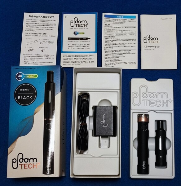 中古品 Ploom TECH+ ブラック スターターキット プルームテックプラス カ 電子タバコ 箱付き