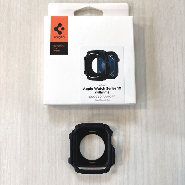 Spigen Apple Watch 10 ケース(46mm) 落下 衝撃 吸収 タフネスデザイン 保護カバー /ラギッド・アーマー ACS08597 (マットブラック)