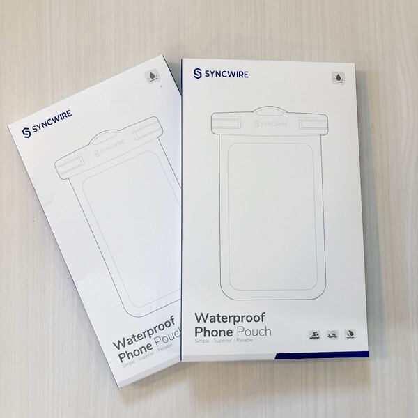 【未開封新品/2箱セット(合計4枚) 】Syncwire スマホ防水ケース IPX8認定 顔認証 完全密封 7インチ以下対応 ネックストラップ付 水中撮影