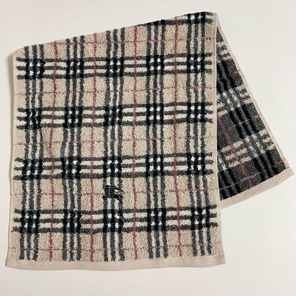 即決☆BURBERRY バーバリー ノバチェック ロゴ 刺繍 フェイスタオル 未使用 新品 綿100% コットン ベージュ 西川産業