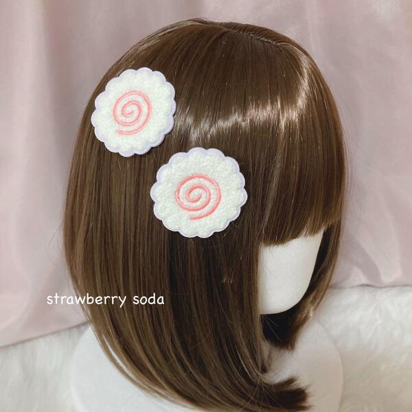 ぐるぐる うずまき なると ヘアクリップ 2個セット サブカル 地雷 原宿系 コスプレ コンカフェ ゆめかわいい 病みかわいい 魔法少女 Y2K