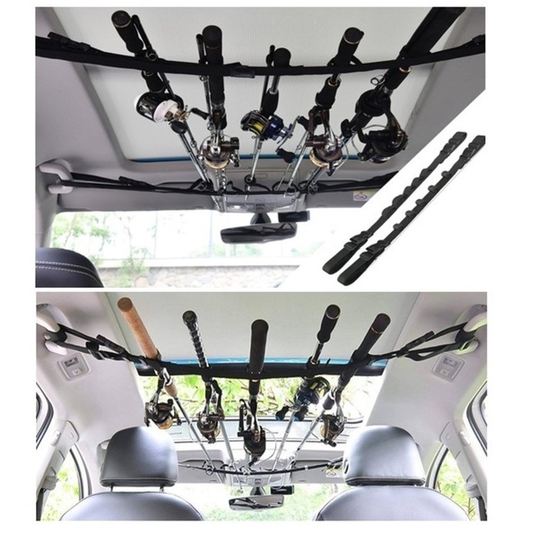 【送料無料】車載用ロッドホルダー 前後セット 竿5本収納 アシストグリップへ取付 110㎝~ 155㎝ 便利グッズ 釣り車 釣り竿収納