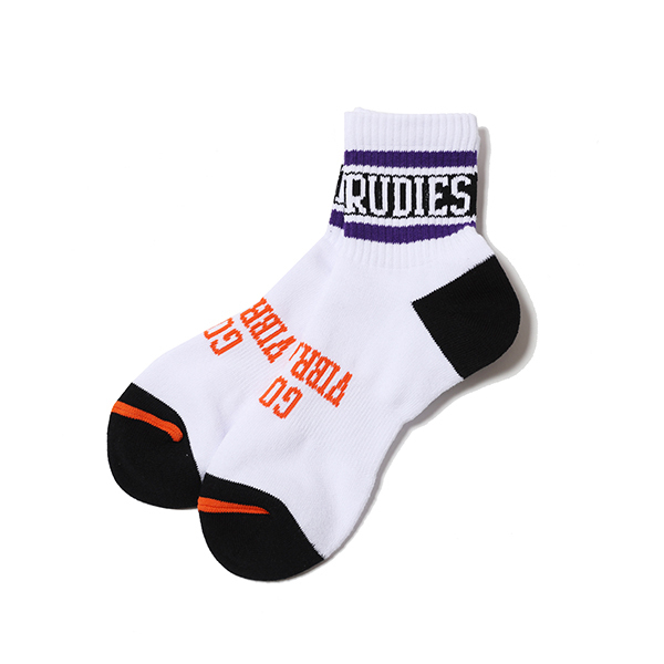 RUDIES ルーディーズ■送料込■MIGHTY SOCKS ミドルソックス■黒白■ロックバンド ロリクレ マモミ 京都大作戦 10feet スケートボード