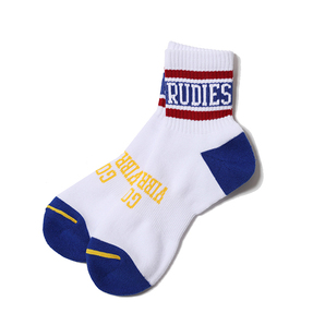 RUDIES ルーディーズ■送料込■MIGHTY SOCKS ミドルソックス■白ブルー■ロックバンド ロリクレ マモミ 京都大作戦 10feet スケートボード