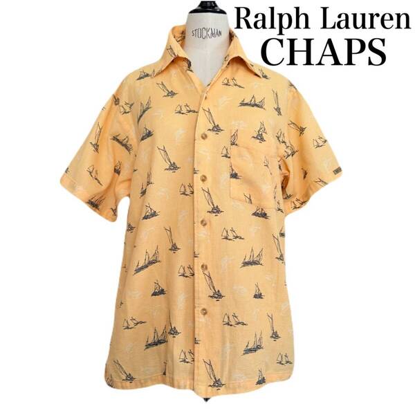 ★ 90's CHAPS Ralph Lauren チャップス ラルフローレン ヨット 総柄 半袖 シャツ アロハシャツ M ヴィンテージ ★