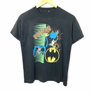 ■KIDS 80s 80年代 ビンテージ BATMAN バットマン オールドプリント 半袖Tシャツ 古着 アメコミ DCコミック ブラック■