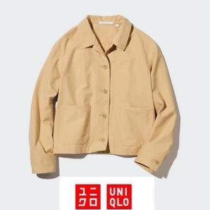 ユニクロUNIQLO ジャージーショートジャケット Sサイズ Mサイズ ベージュ 美品 レディース