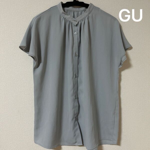 GU エアリーバンドカラーシャツ グレー S