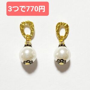 パール スタッドピアス 1粒 ゴールド 金古美 フォーマル ドレス カジュアル アンティーク レトロ ハンドメイド