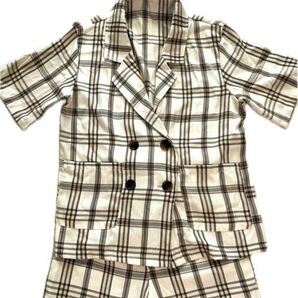 チェック柄 ダブルブレストセットアップ