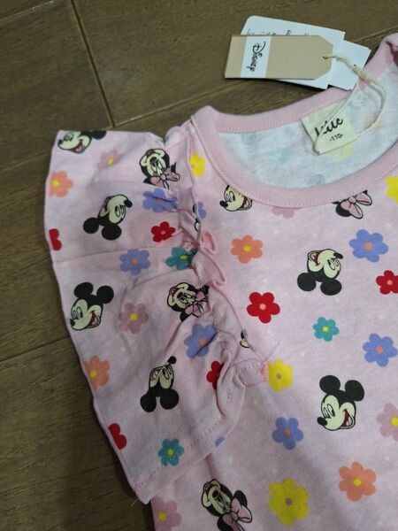 【未使用】ミッキー ミニー Tシャツ 110 ワンピース ピンク タグ付き