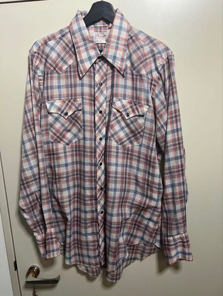 Wrangler 70s ウエスタンシャツ 古着 vintage チェック 長袖シャツ 古着 長袖 チェック柄