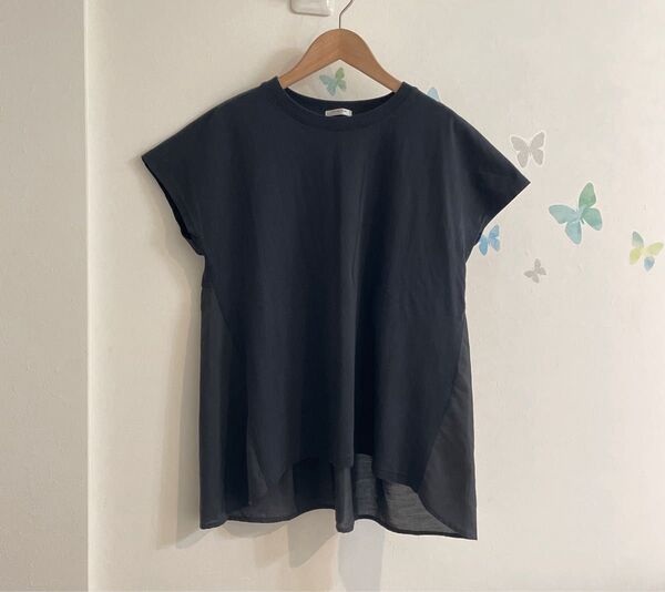 14【L】GLACIER 異素材 ドッキング Tシャツ ブラック