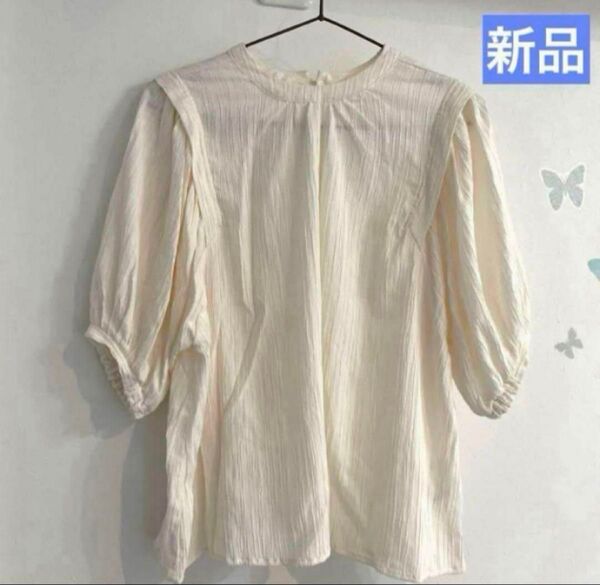 ⑨新品【F】ELENCARE DUE バルーンスリーブブラウス プリーツ F