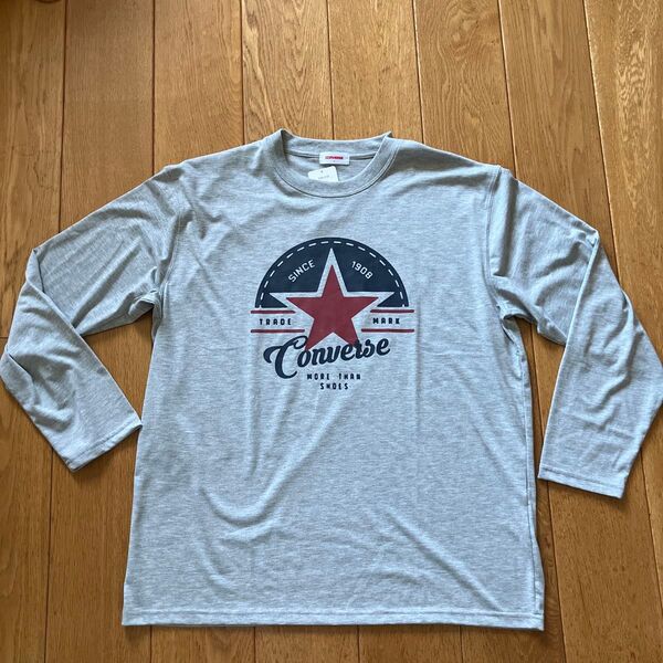 コンバース ロンT ポリエステル65綿35 サイズ3L 大きいサイズ 薄手 長袖Tシャツ グレー