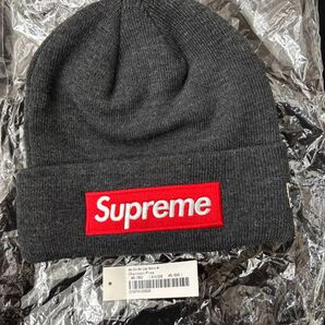 Supreme ニット帽 ビーニー 新品 チャコール シュプリーム ニューエラ Charcoal 未使用 ボックスロゴ