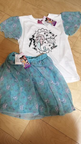 ディズニー プリンセス アリエル 半袖 Tシャツ スカート セットアップ ワンピース 130 半袖Tシャツ トップス Disney