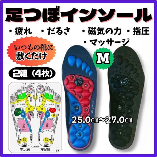 インソール M 2組 足つぼ 磁気 だるさ軽減 マッサージ 指圧 ダイエット