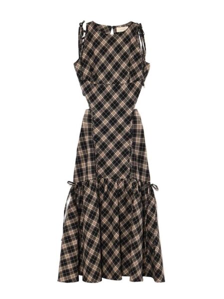 Andmary Grenda ribbon long dress check