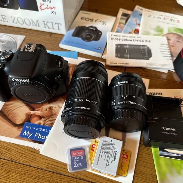 稼働中 完動品 美品 Canon EOS Kiss X5 ダブルズームキット キャノン レンズ 5-5 F3 IS