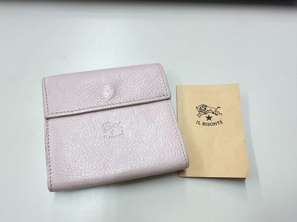 1ヶ月使用!ミニ財布 二つ折り財布 コンパクト財布 小さい財布 本革 牛革 ピンクベージュイルビゾンテユニセックス 男性 女性