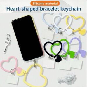 新品 未使用 スマホリング スマホ ホルダー ストラップ シリコン ハート ホワイト