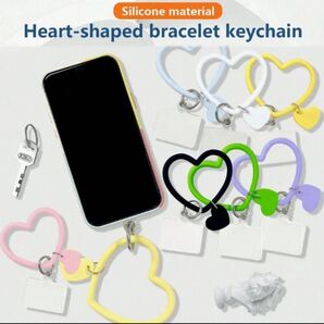 新品 未使用 スマホリング ストラップ シリコン ハート イエロー
