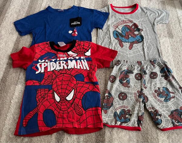 スパイダーマン Tシャツ パンツ ズボン パジャマ 130 まとめ売り セット 半袖Tシャツ 男の子 子供服