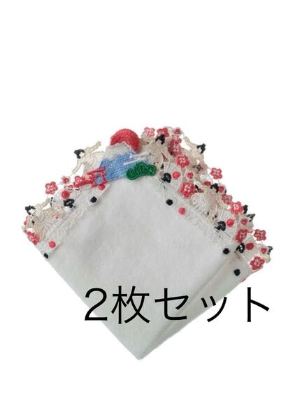近沢レース 和レース タオルハンカチ どすこい日本 ホワイト ハンカチ 近沢レース店 レース どすこい
