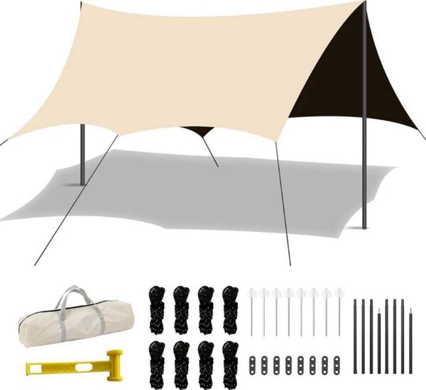 【4時間限定価格】オクタタープ 3m×4.5m 約2.3kg ベージュ 肌色 アウトドア