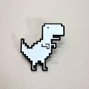 【ピンバッジ】恐竜 ピクセル モノクロ 通信障害ザウルス