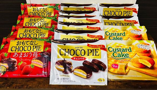 【お買得】ロッテ チョコパイ パーティーパック14袋 あまおう苺 カスタードケーキ