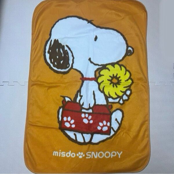 スヌーピー SNOOPY ブランケット ミスド ひざ掛け フリース オレンジ 薄手