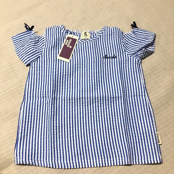 110cm ショコラ 女の子ストライプ半袖Tシャツ 新品上代2530