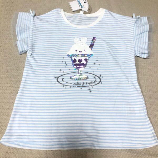 130cm リバーシブルスパンコール女の子Tシャツ 新品