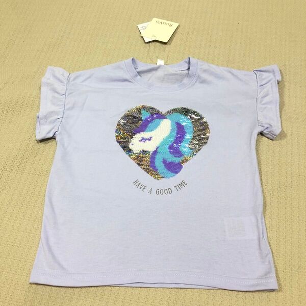 110cm ユニコンリバーシブルスパンコール女の子Tシャツ 新品